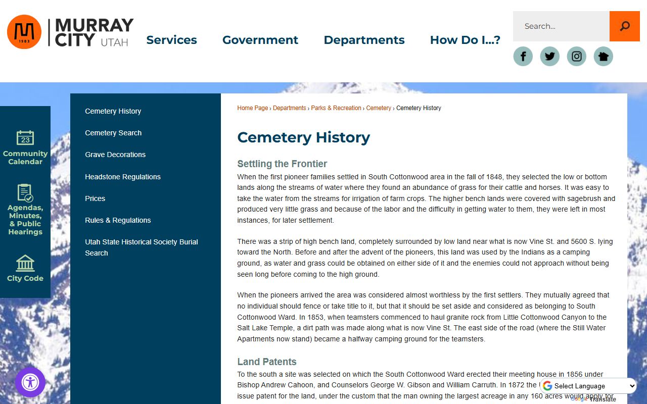 Murray inmate population screenshot of the Murray records division page