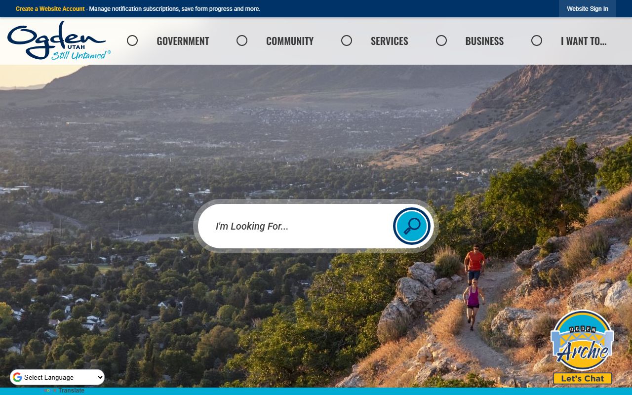 Ogden inmate population screenshot of the Ogden city homepage