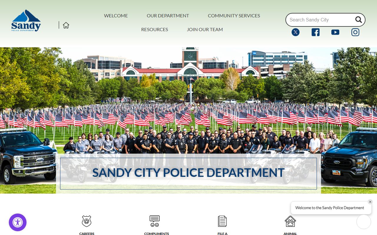 Sandy inmate population screenshot of the Sandy police department page