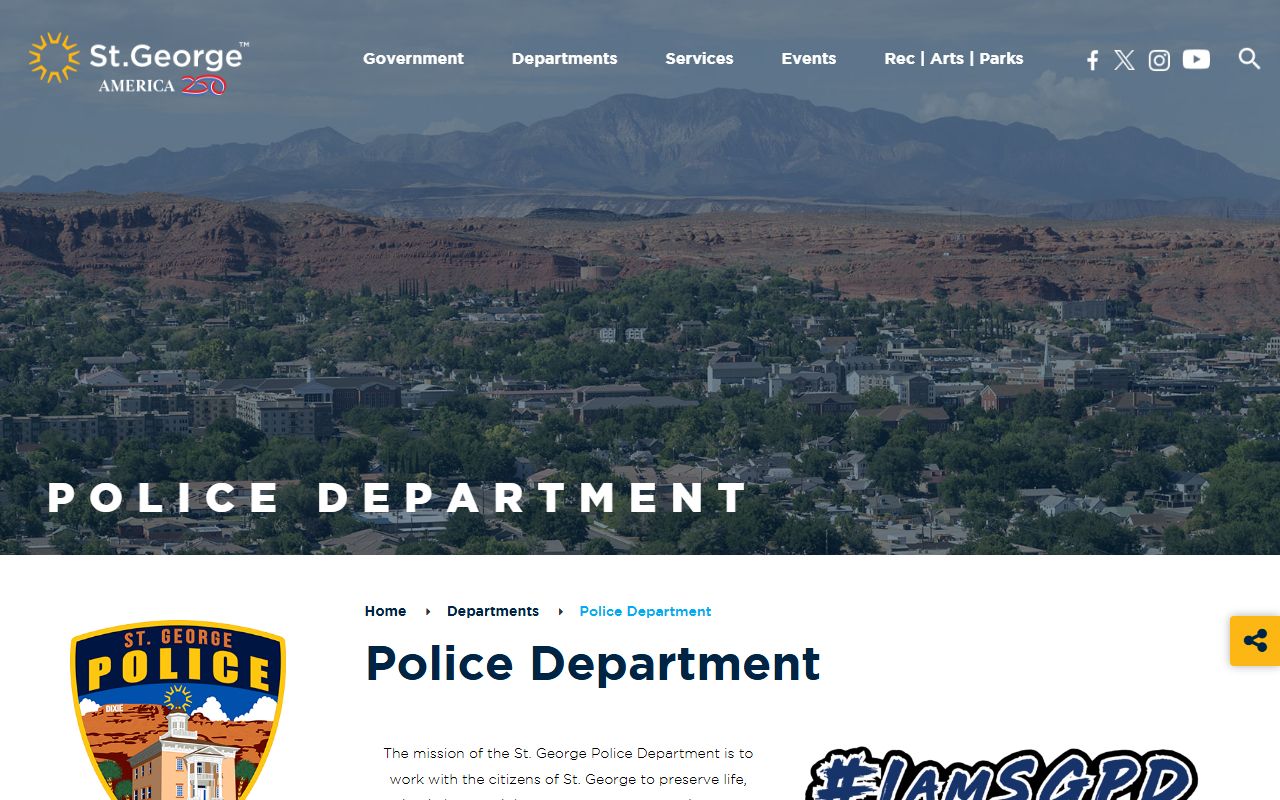 St. George inmate population screenshot of the St. George police department page