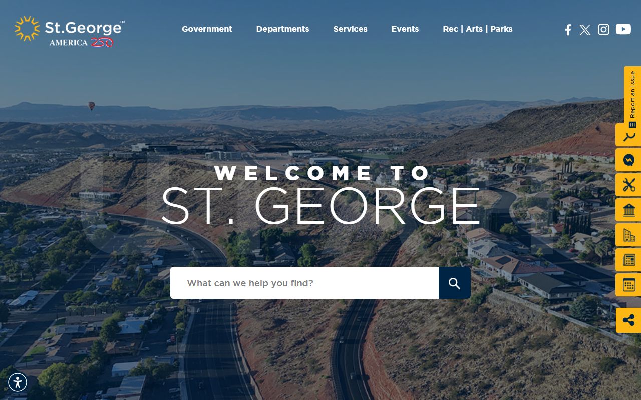 St. George inmate population screenshot of the St. George city homepage