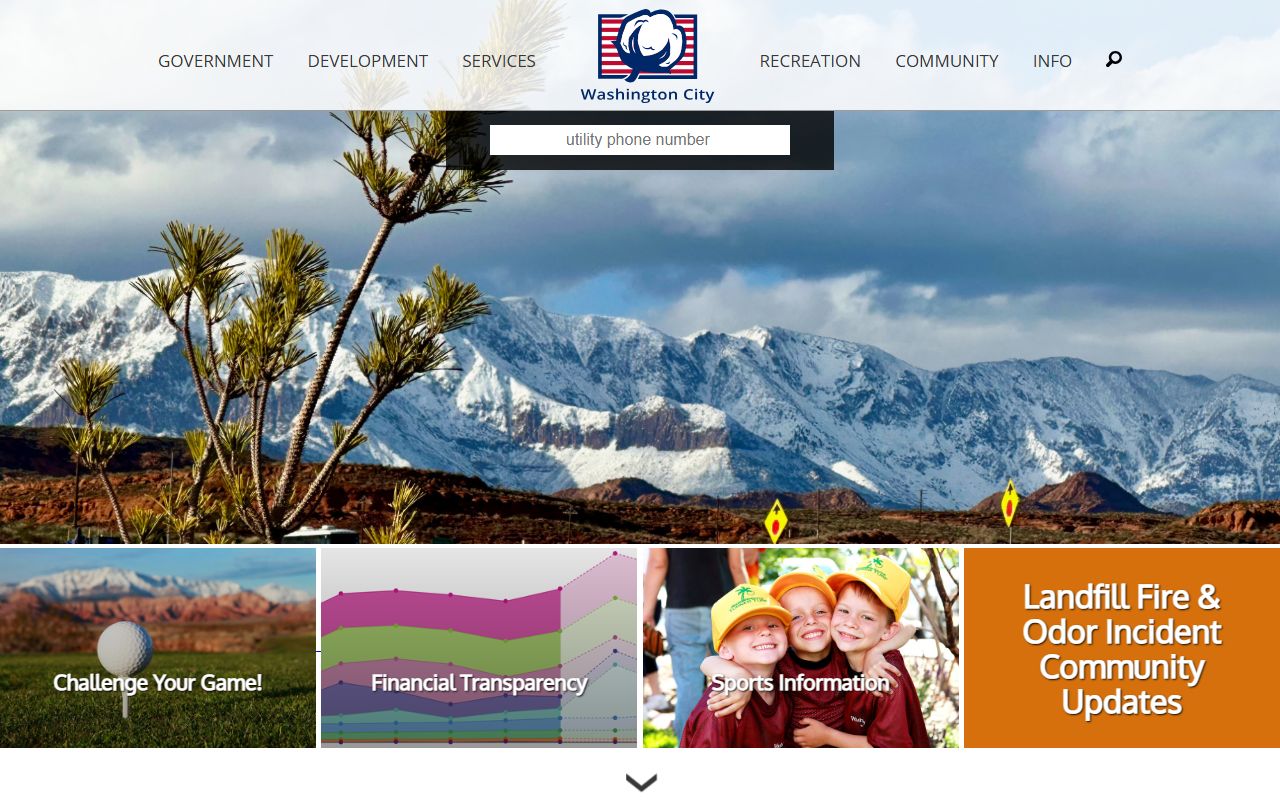 Washington inmate population screenshot of the Washington city homepage