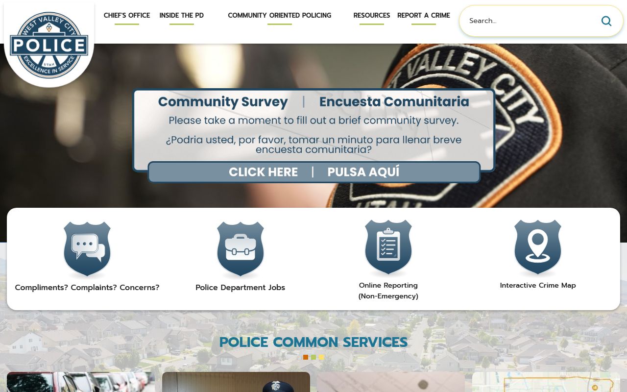 West Valley City inmate population screenshot of the West Valley City police department page