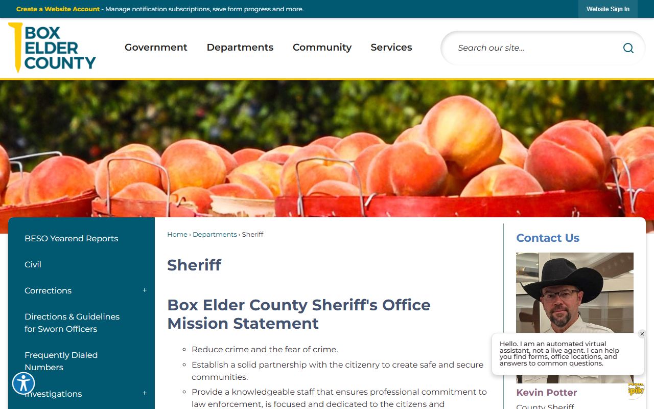 Box Elder County inmate population sheriff office page