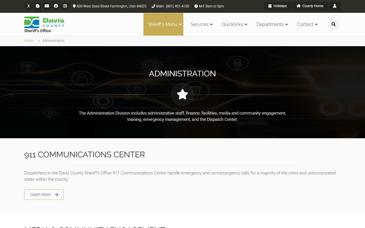 Clearfield inmate population Davis County sheriff administration