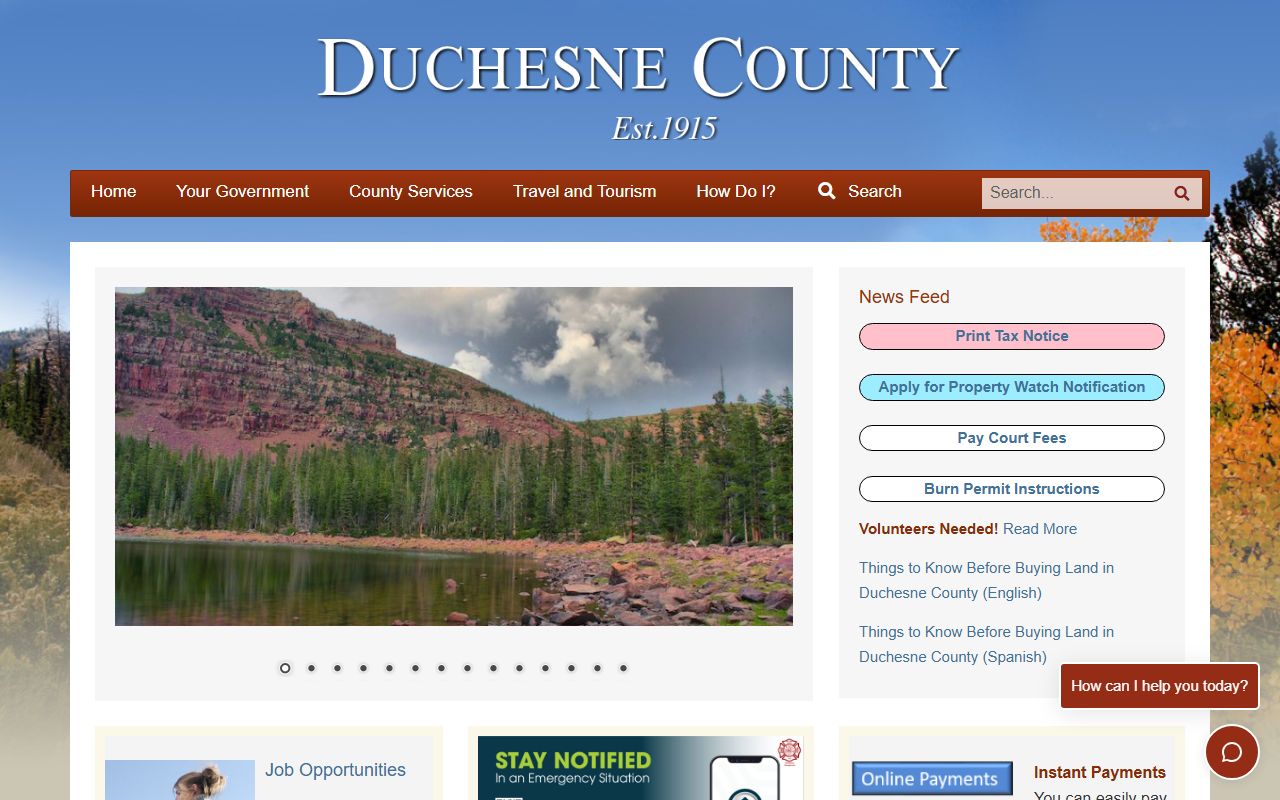 Duchesne County inmate population county homepage screenshot