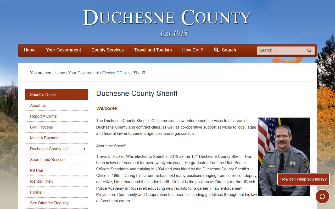 Duchesne County inmate population sheriff office screenshot