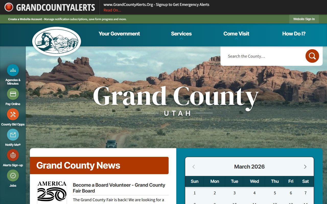 Grand County inmate population county homepage screenshot