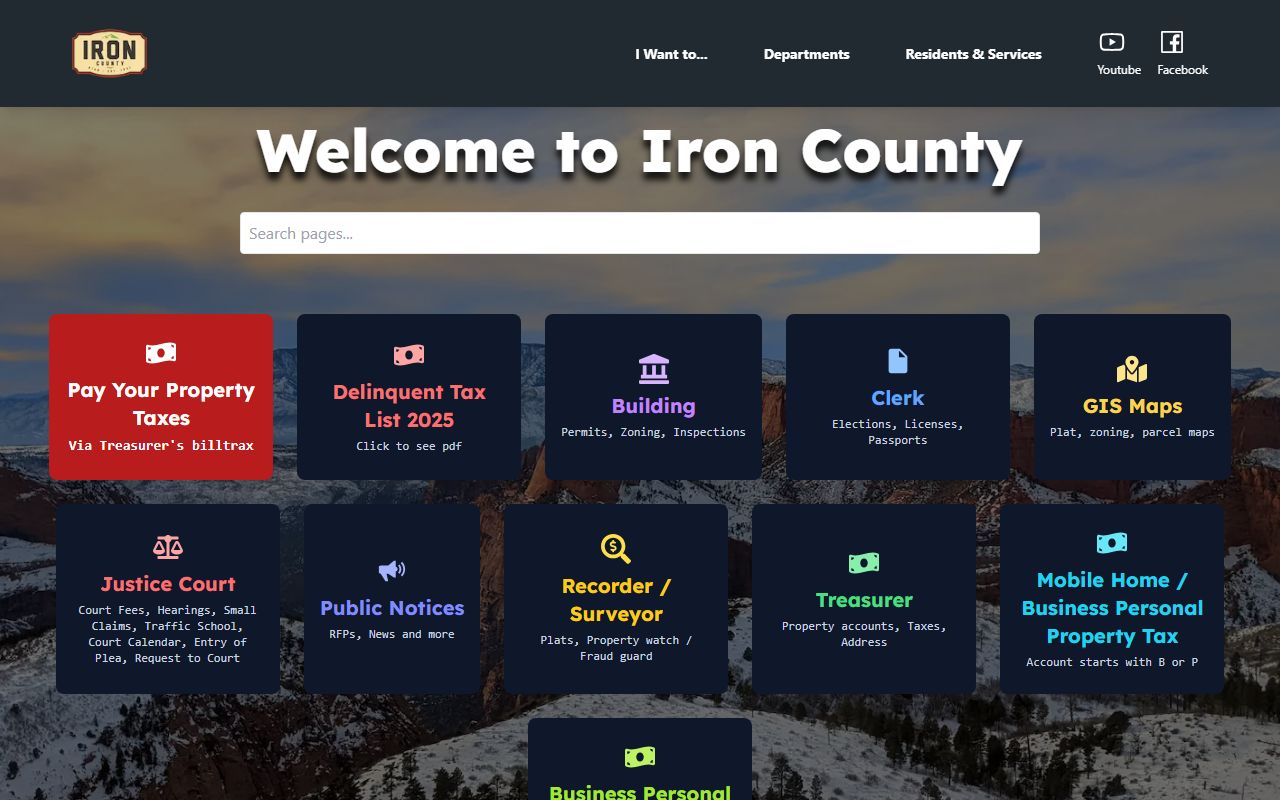 Iron County inmate population county homepage screenshot