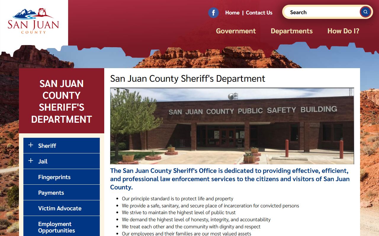 San Juan County inmate population sheriff office screenshot