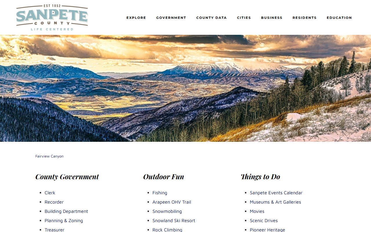 Sanpete County inmate population county homepage screenshot