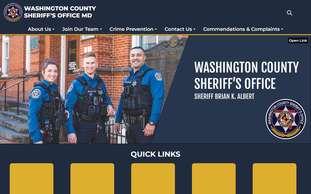 Washington County inmate population page for the sheriff office