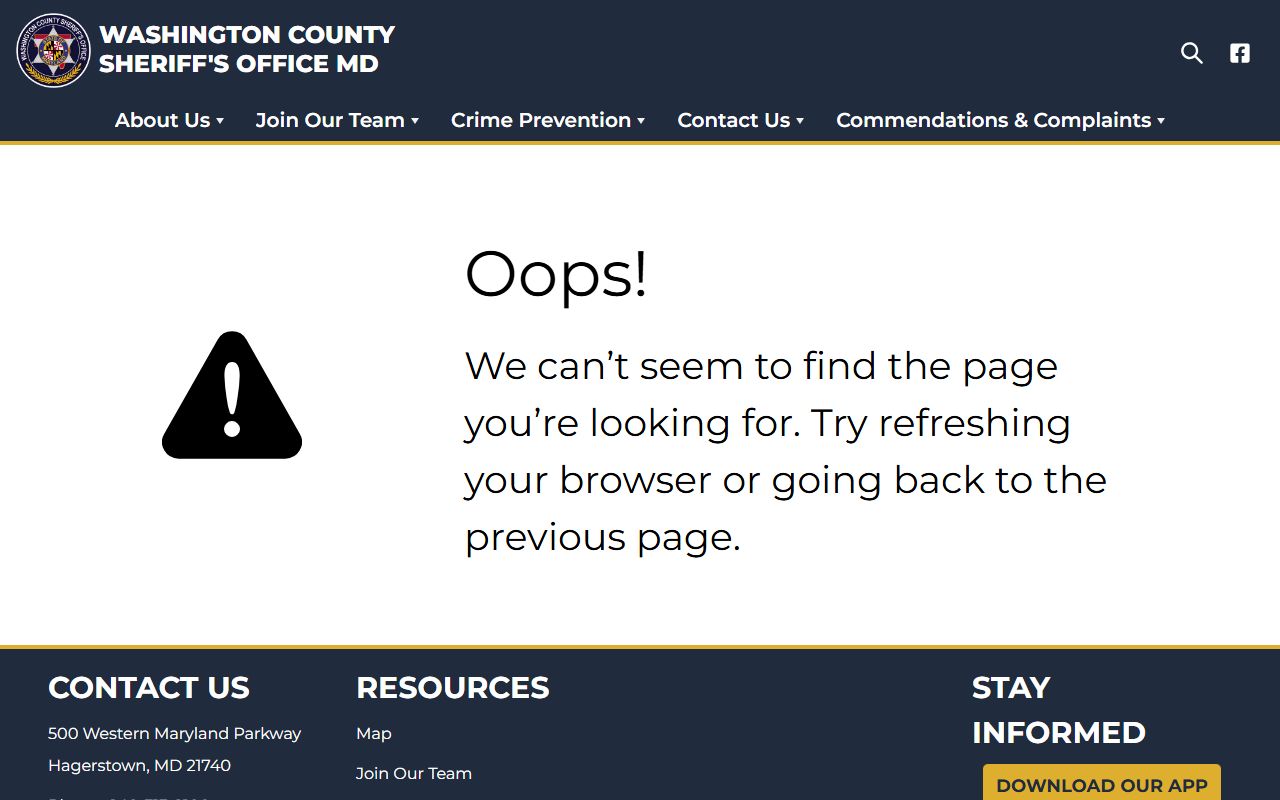 Washington County inmate population page for the corrections division